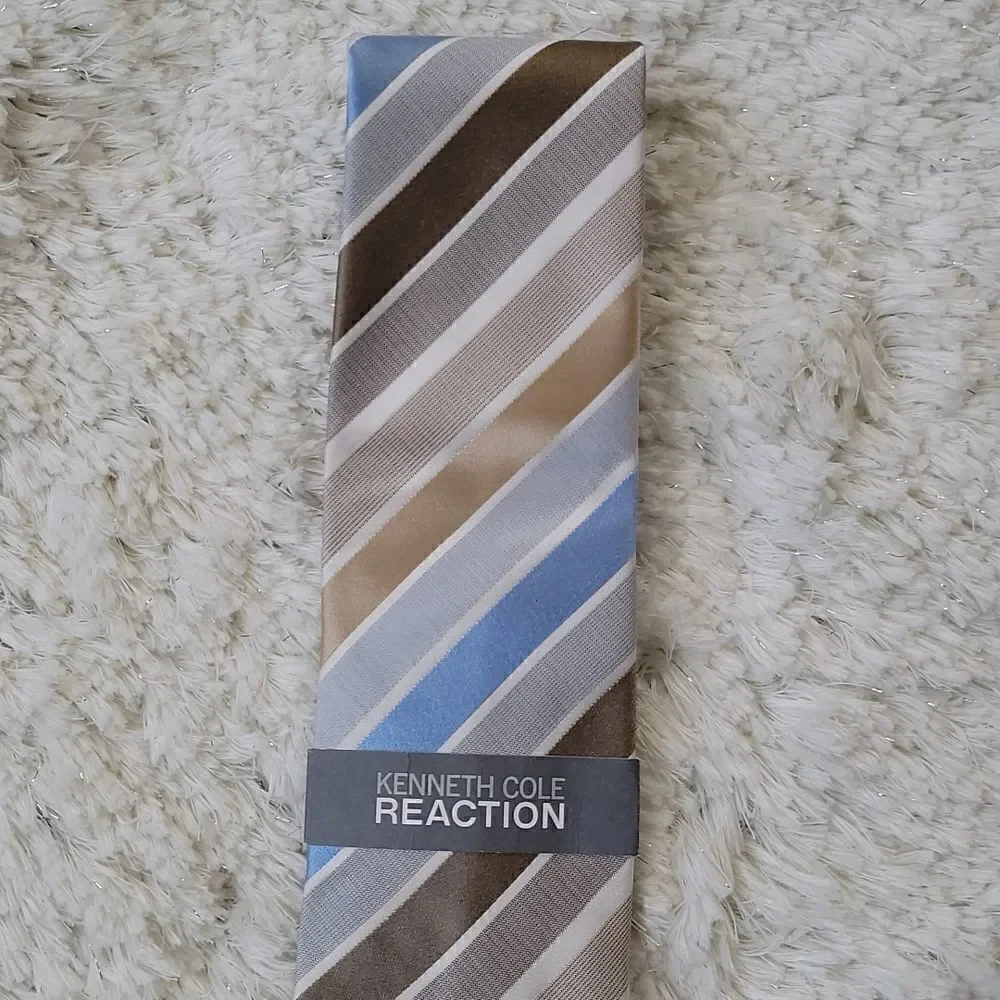 KENNETH COLE REACTION PRINCE STRIPE 100% SILK TIE - NEW!